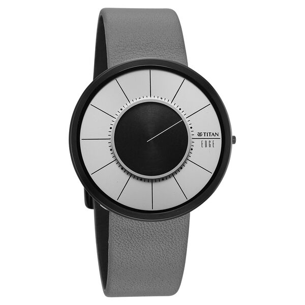 Titan Edge UltraSlim Quartz Analog Grey Dial Grey Leather Strap Watch For Men - image number 1