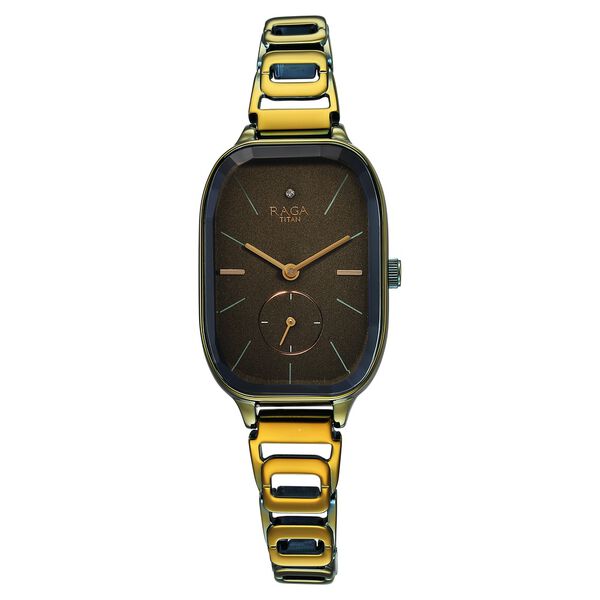 Titan Raga Chic Quartz Analog Green Dial Green Metal Strap Watch for Women - image number 0