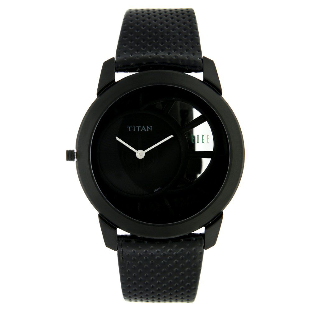 Buy Online Titan Edge Quartz Analog Black Dial Black Leather Strap