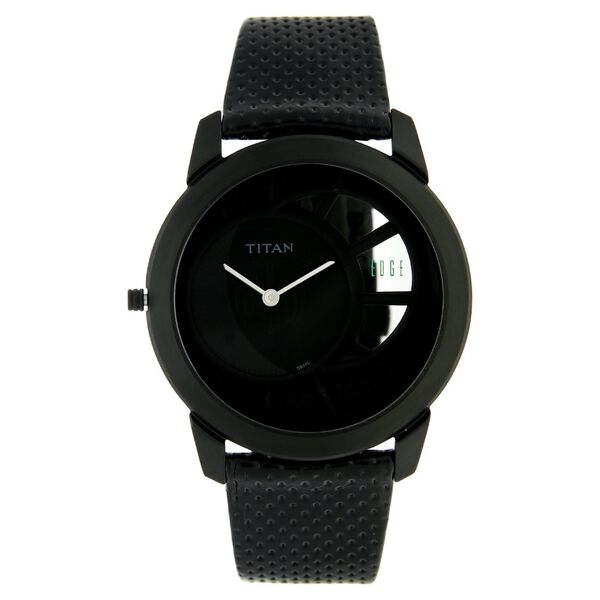 Titan Edge Quartz Analog Black Dial Black Leather Strap Watch For Men - image number 0