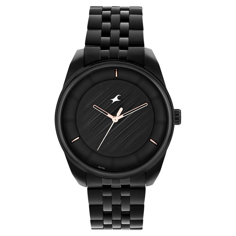 Fastrack Crush Quartz Analog Black Dial Stainless Steel Strap Watch for Guys