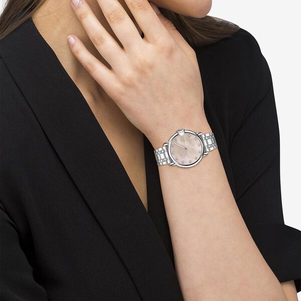 Coach Quartz Analog Pink Round Dial Silver Stainless Steel Strap Watch For Women - image number 3