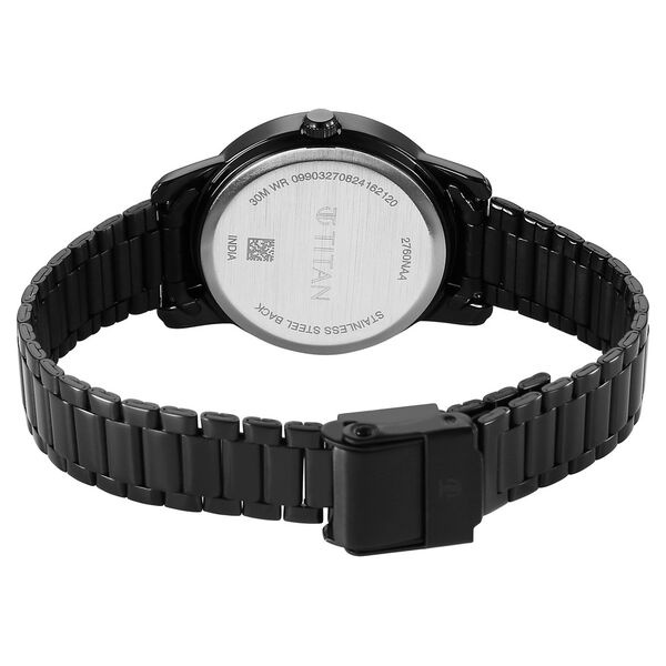 Titan Karishma Quartz Analog Purple Dial Black Stainless Steel Strap Watch For Women - image number 4