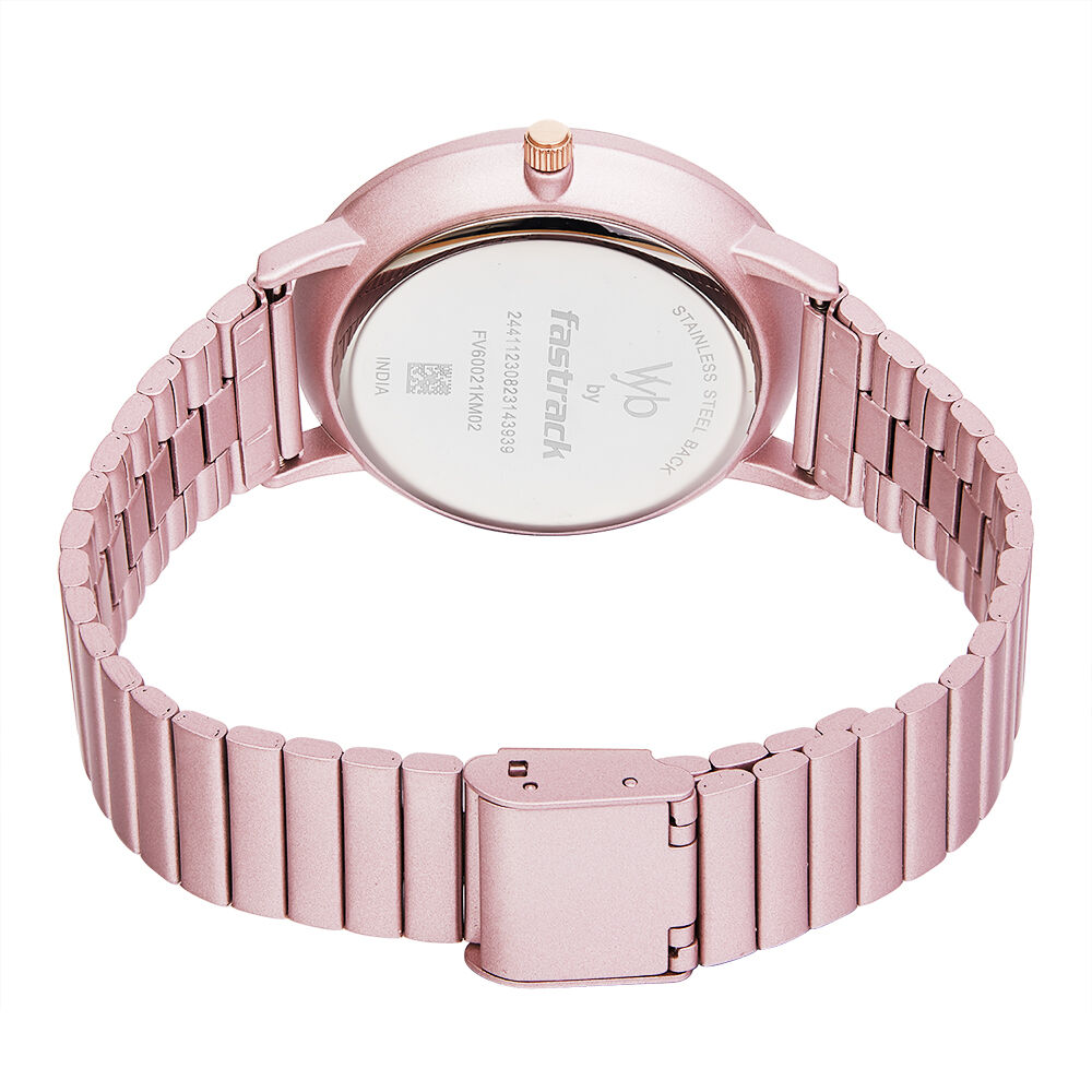 Buy Online Vyb by Fastrack Quartz Analog Pink Dial Stainless Steel