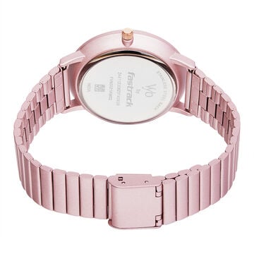 Fastrack Vyb Bliss Quartz Analog Pink Dial Stainless Steel Strap Watch for Girls