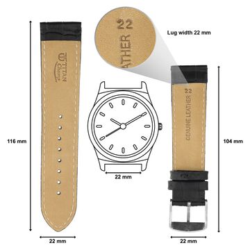 22 mm Black Genuine Leather Straps for Men
