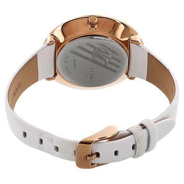 Titan Quartz Analog White Dial Leather Strap Watch for Women