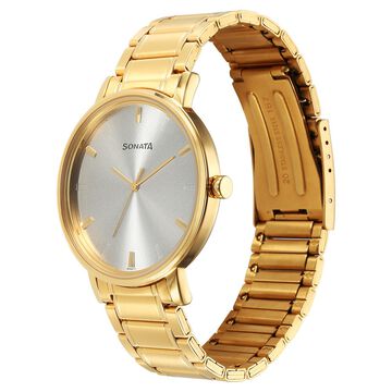 Sonata Utsav Quartz Analog Silver Dial Stainless Steel Strap Watch for Men