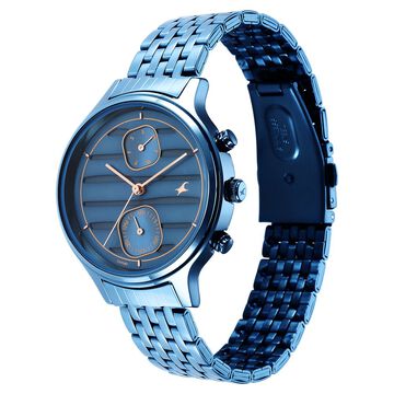 Fastrack Style Up Blue Dial Stainless Steel Strap Watch for Girls