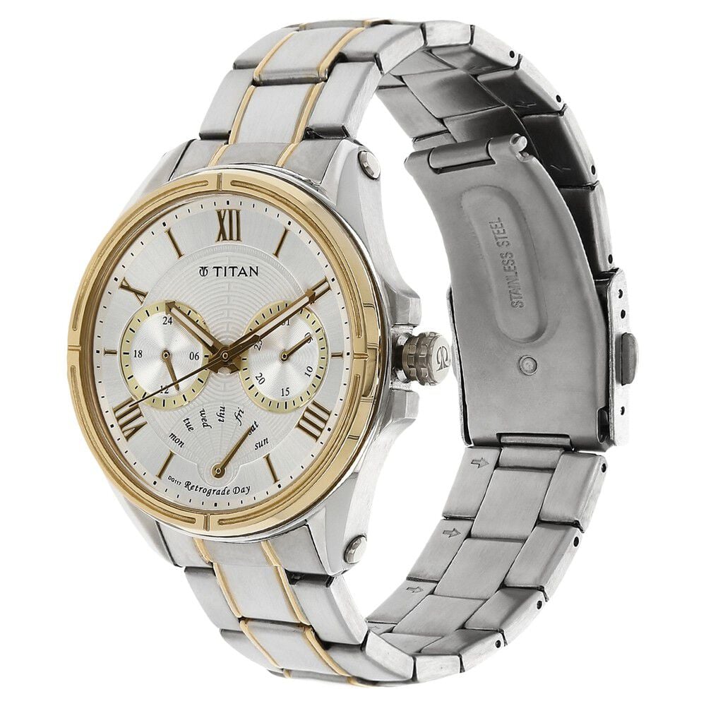Buy Online Titan Quartz Multifunction Silver Dial Stainless Steel Strap Watch for Men nl1717bm01 Titan