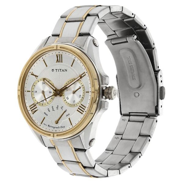 Titan Quartz Multifunction Silver Dial Stainless Steel Strap Watch for Men - image number 1