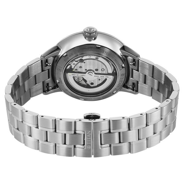 Titan Orbital Open Heart Automatic Analog with Black Dial Silver Stainless Steel Strap Watch for Men - image number 5