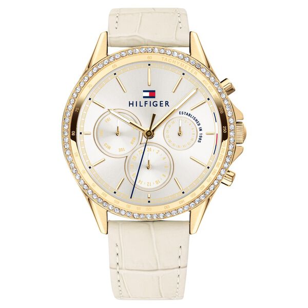 Tommy Hilfiger Quartz Multifunction Silver Dial Leather Strap Watch for Women - image number 0