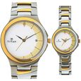 Titan Quartz Analog White Dial Watch for Couple - image number 0