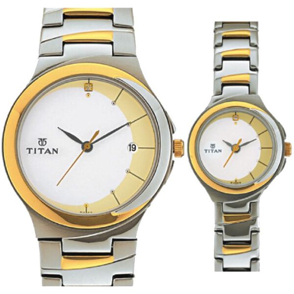 Titan Quartz Analog White Dial Watch for Couple - image number 0