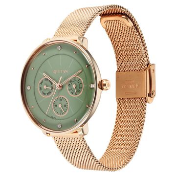 Titan Neo Quartz Multifunction Green Dial Stainless Steel Strap Watch for Women
