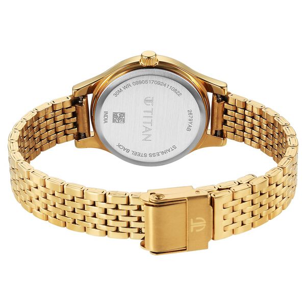 Titan Karishma Quartz Analog Golden Dial Golden Stainless Steel Strap Watch For Women - image number 4