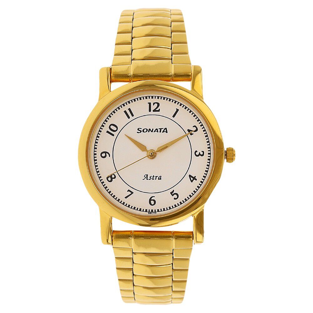 Buy Online Sonata Quartz Analog White Dial Stainless Steel Strap Watch for Men ns77049ym03 Titan