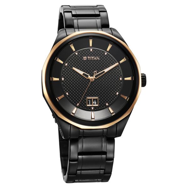 Titan Regalia Opulent Quartz Analog with Date Black Dial Black Stainless Steel Strap Watch for Men - image number 1