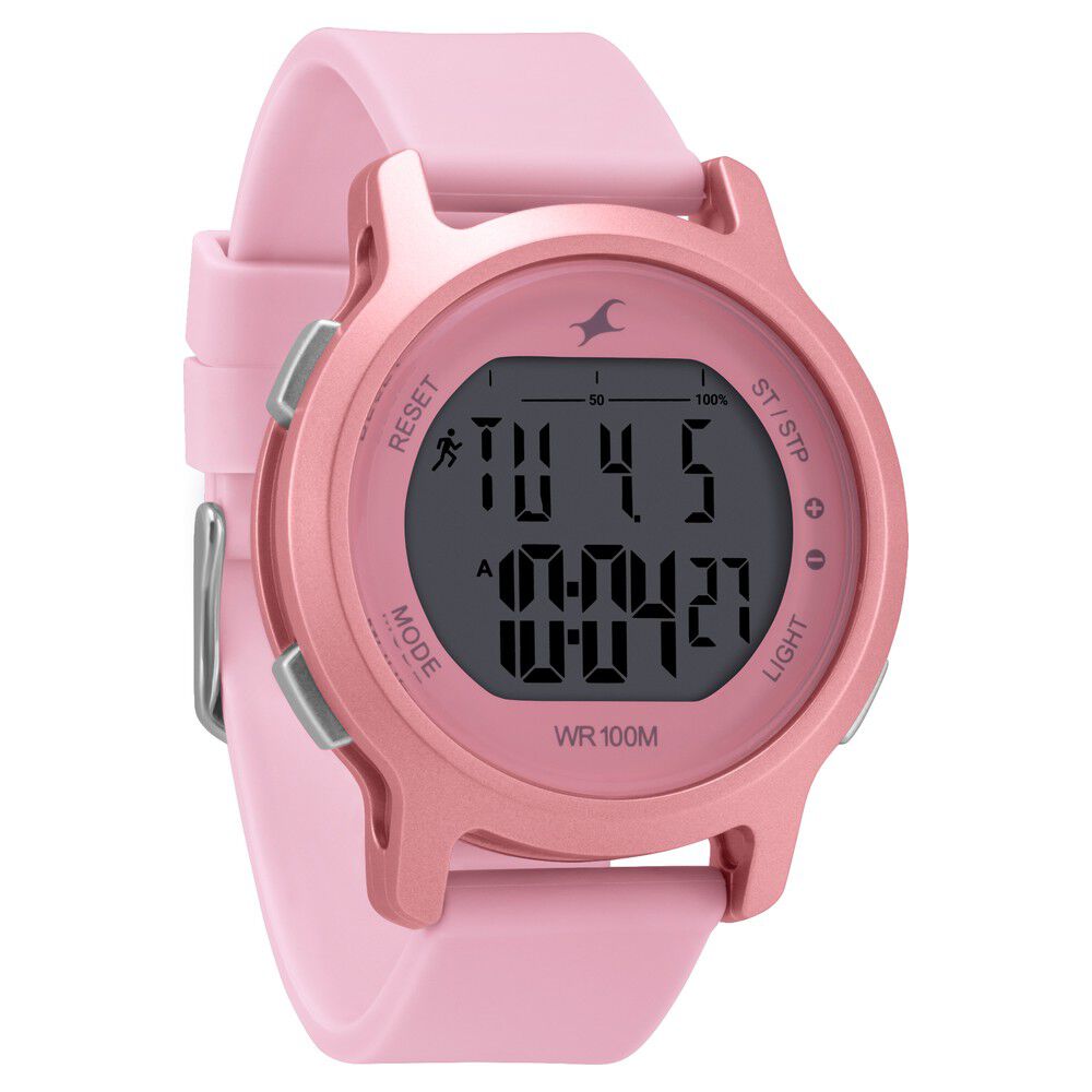 Buy Online Fastrack Street Line Digital Dial Pink Silicone Strap Watch for Girls nr68027pp02 Titan