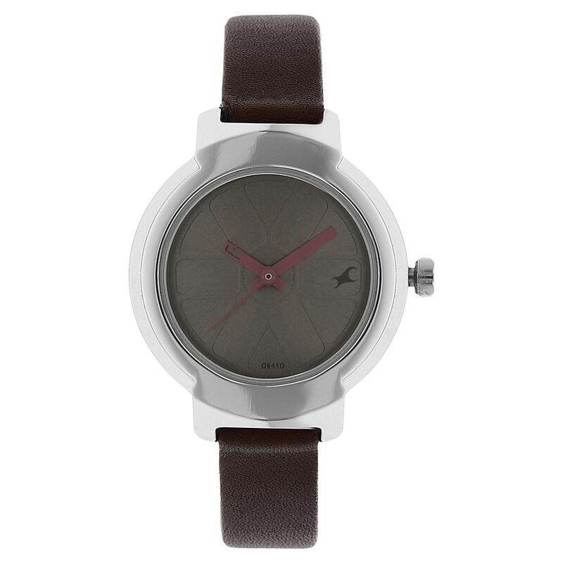 Fastrack Motorheads Quartz Analog Grey Dial Leather Strap Watch for Girls