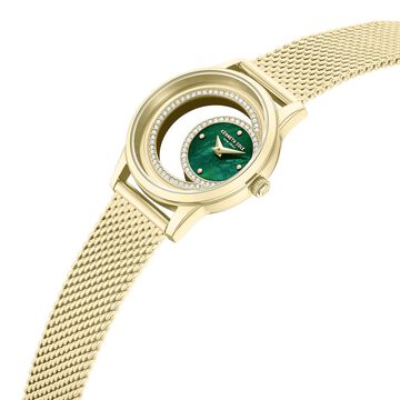 Kenneth Cole Quartz Analog Green Mother of Pearl Dial Golden Stainless Steel Strap Watch For Women