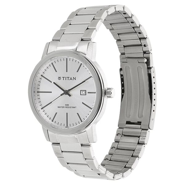 Titan Quartz Analog with Date White Dial Metal Strap Watch for Men - image number 1