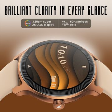 Fastrack Sleek Smartwatch 1.32" inch AMOLED Display, Sleek Design, Functional Crown, QR Hub, SpO2, HRM, IP68