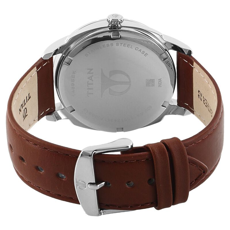 Titan Smartsteel White Dial Quartz Multifunction Leather Strap Watch for Men - image number 3