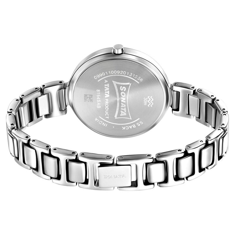Buy Online Sonata Workwear White Dial Women Watch With Metal Strap