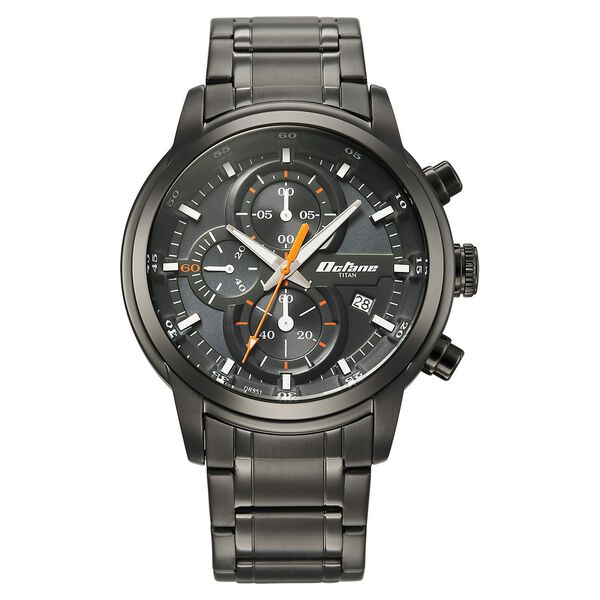 Titan Octane Primal Quartz Chronograph Grey Dial Grey Stainless Steel Strap Watch For Men - image number 0