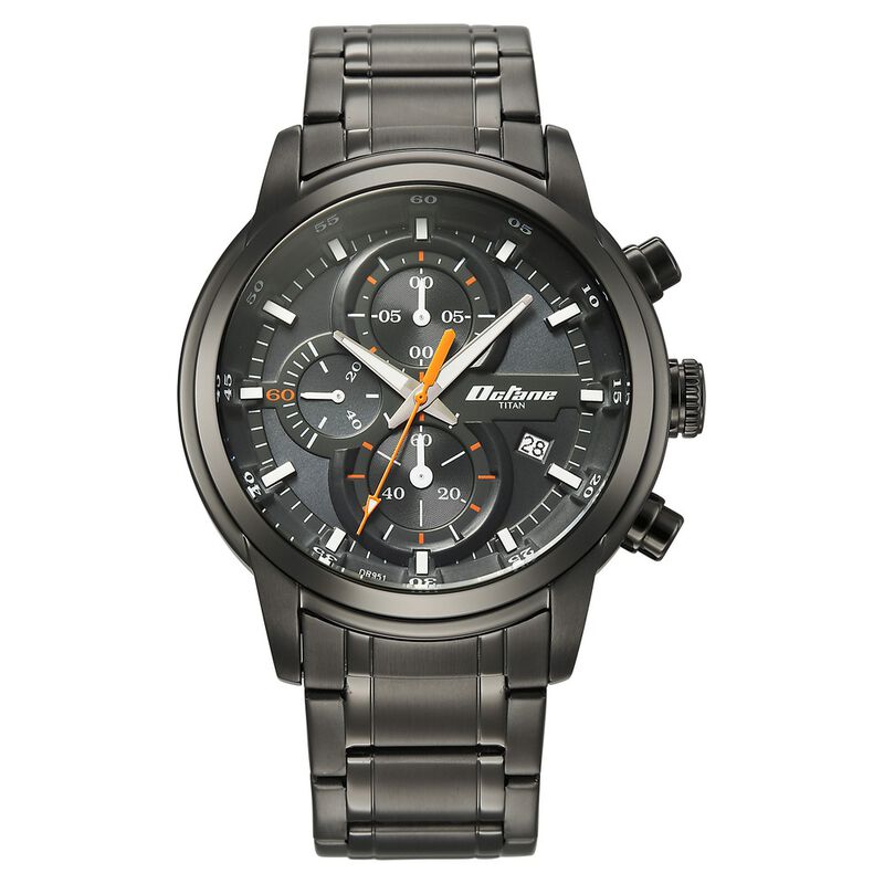 Titan Octane Primal Quartz Chronograph Grey Dial Grey Stainless Steel Strap Watch For Men
