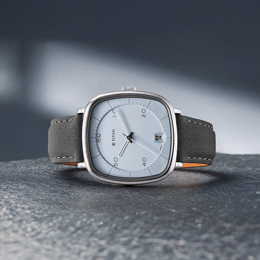 vintage an・an no.18 Buy Online Titan Quartz Analog with Date Anthracite Dial Leather