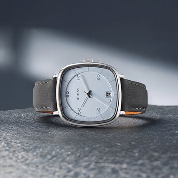 Titan Quartz Analog with Date Anthracite Dial Leather Strap Watch for Men