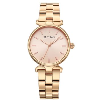 Titan Workday Edit Quartz Analog Pink Dial Rose Gold Stainless Steel Strap Watch For Women