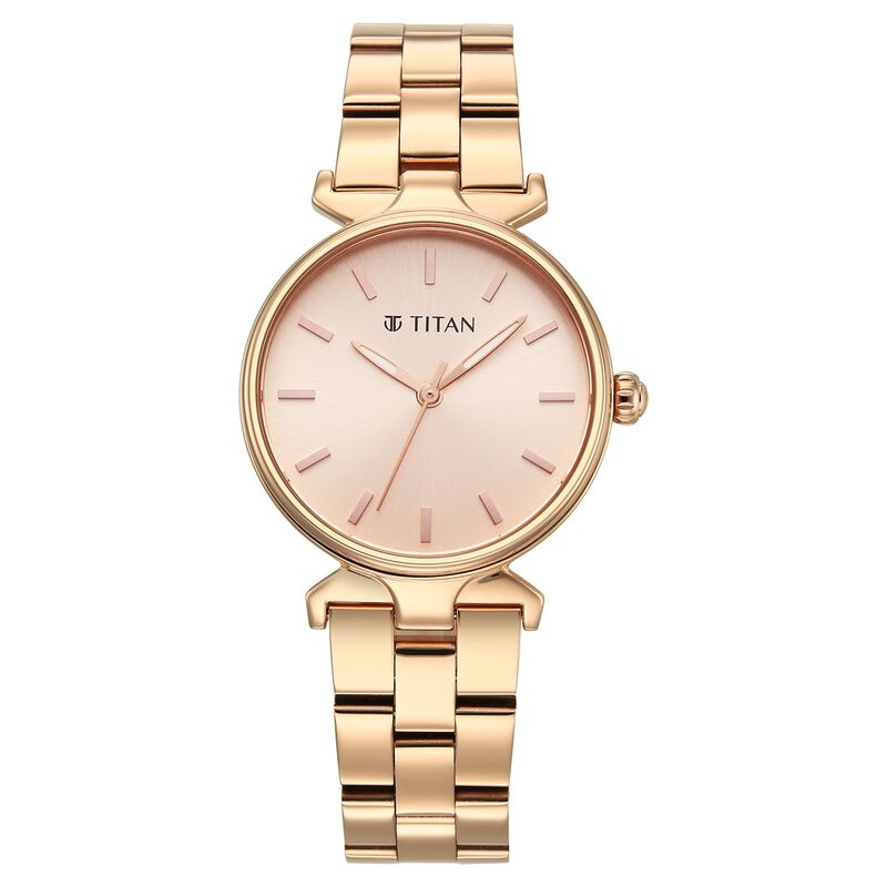Titan Workday Edit Quartz Analog Pink Dial Rose Gold Stainless Steel Strap Watch For Women