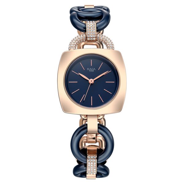Titan Raga Unlocked Quartz Analog Blue Dial Multicoloured Metal Strap Watch For Women - image number 0