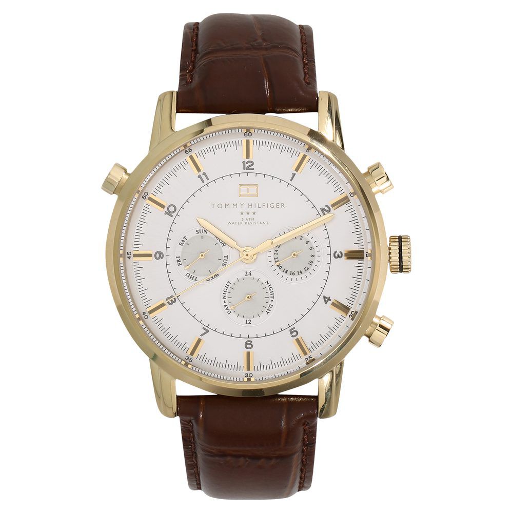 Buy Online Tommy Hilfiger Quartz Analog Silver Dial Leather Strap Watch for Men nbth1790874 Titan