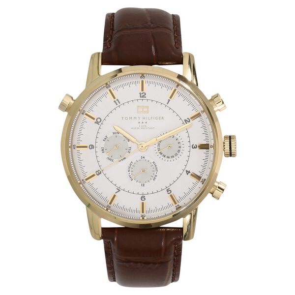 Tommy Hilfiger Quartz Analog Silver Dial Leather Strap Watch for Men - image number 0