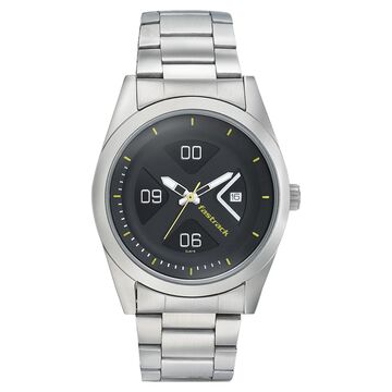 Fastrack Go Skate Quartz Analog with Date Black Dial Stainless Steel Strap Watch for Guys