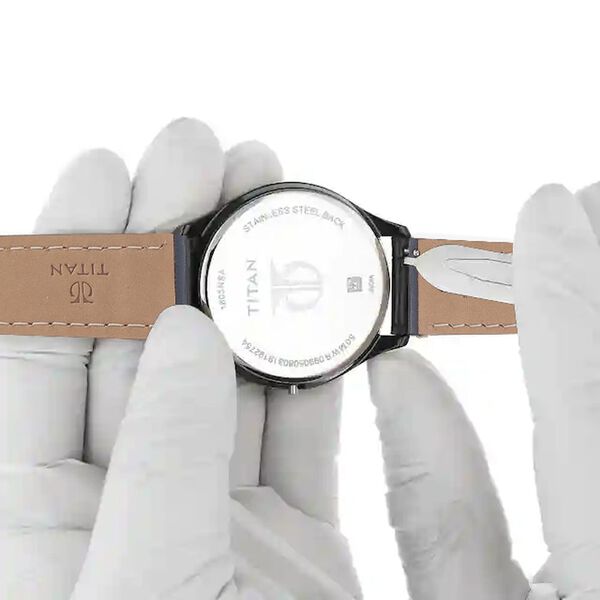20 mm Blue Genuine Leather Strap for Men - image number 6
