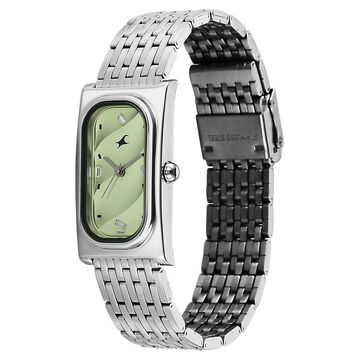 Fastrack Gelato silver analog bracelet watch with Matcha Green dial for Girls