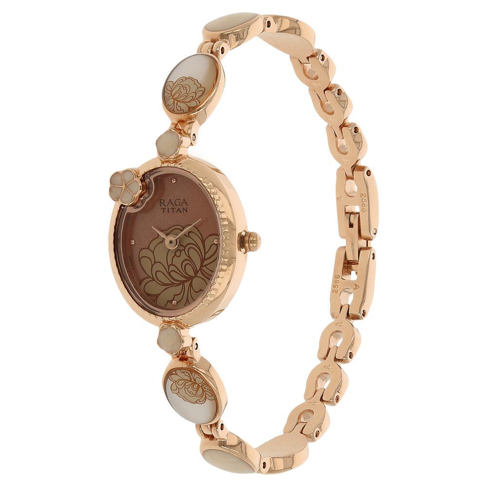 Buy Online Titan Raga Aurora Pink Dial Analog Metal Strap watch