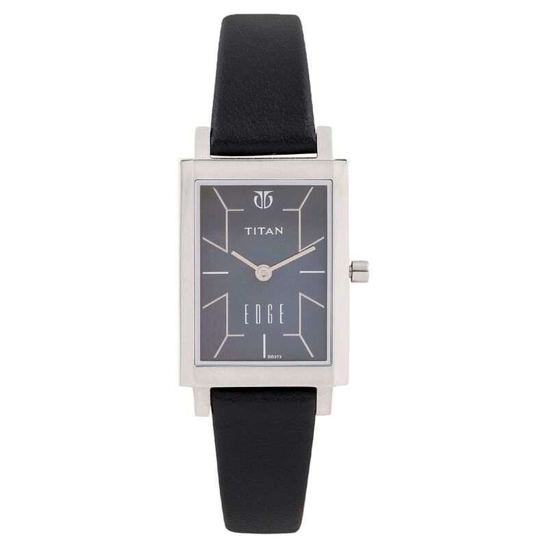 Titan Edge Black Dial Women Watch With Leather Strap