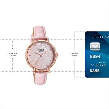 Sonata Poze Quartz Analog Pink Dial Pink Colour Leather Strap Watch For Women