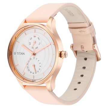 Titan Neo Workdays Silver Dial Women Watch With Leather Strap