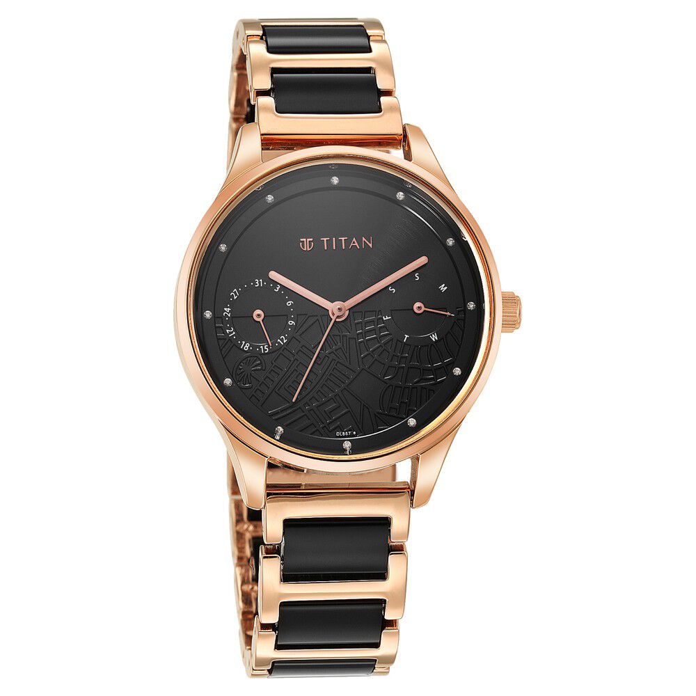 Titan black 2025 and gold watch