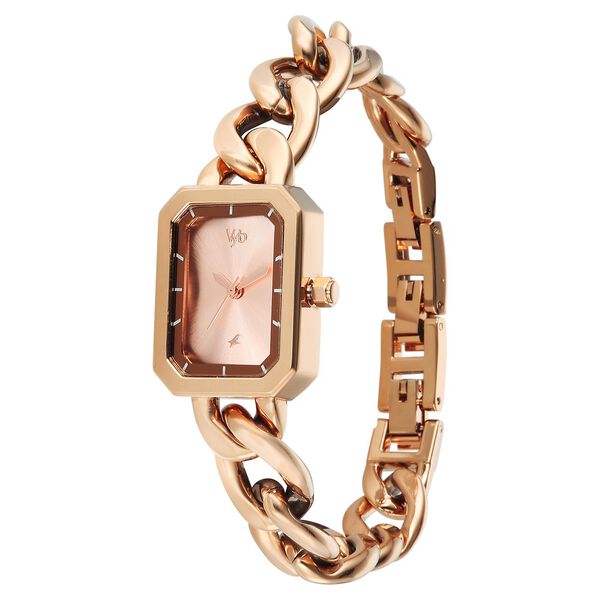 Vyb Charmer By Fastrack Quartz Analog Rose Gold Dial Rose Gold Metal Strap Watch For Girls - image number 4