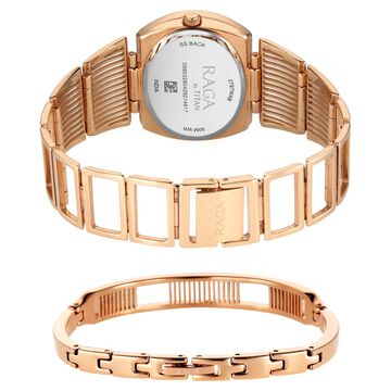 Titan Raga Ethereal Quartz Analog Mother of Pearl Dial Rose Gold Metal Strap Watch For Women
