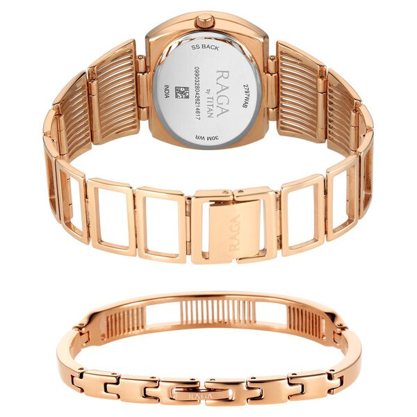 Titan Raga Ethereal Quartz Analog Mother of Pearl Dial Rose Gold Metal Strap Watch For Women - image number 6